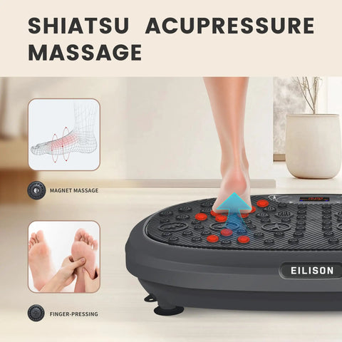 Foot on FitMaxx 3D XL Vibration Plate Exercise Machine with acupressure surface for shiatsu massage.