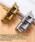 Heavy Duty Self Closing Spring Hinges For Doors And Gates No Brainer Install And Smooth Auto Close For Home And Commercial Use Sturdy Steel Construction Built To Last Reliable Hinged Hardware, gold and silver 90° steel hinges