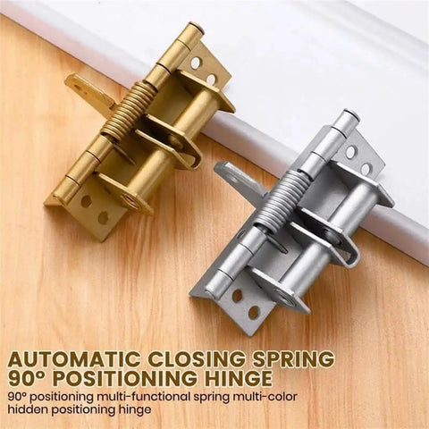 Heavy Duty Self Closing Spring Hinges For Doors And Gates No Brainer Install And Smooth Auto Close For Home And Commercial Use Sturdy Steel Construction Built To Last Reliable Hinged Hardware, gold and silver 90° steel hinges