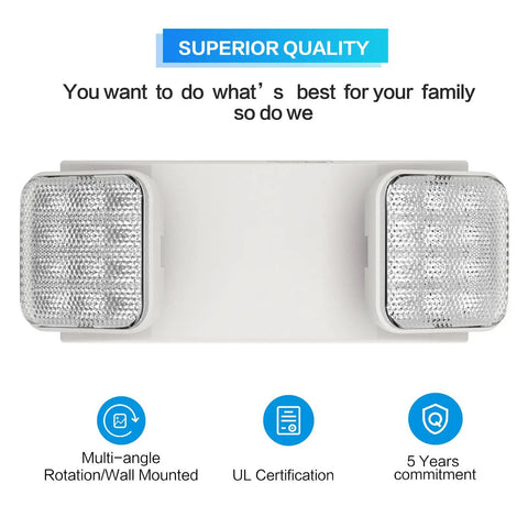 4 Pack White LED Exit Sign With Battery Backup And Emergency Lights Adjustable Two Head Ultra Bright For Commercial Fire Safety