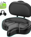 Oversized Bike Seat With Adjustable Backrest For Electric Bikes And Tricycles High Memory Foam Replacement Saddle For Men And Women 33x29x9 Cm Cushion showing top and side view