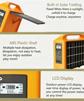 Hella Solid 200W Portable Solar Power Station With Built In Foldable Panel 12V 20Ah Lead Acid Battery showing solar panel and LCD display.