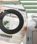 5X Magnifying Glass With Light And Stand, hands adjusting controls on a desk, ideal for DIYers, crafters, and hobby nerds.