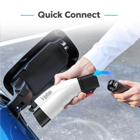 Tesla To J1772 Adapter 60A 250V Level 2 Ev Charger Converter being connected to a charging port for quick setup.