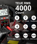 DIY Ready Pro Grade TRMS Multimeter With 4000 Counts 600V DC AC Testing, showing display and features during use in auto diagnostic.