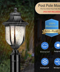 Dusk To Dawn Outdoor Post Light Hardwired 120V With Pier Mount Base Anti Rust Aluminum Waterproof Exterior Lamp in rain