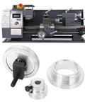 Heavy Duty Mini Lathe Belt Pulley In Aluminum Alloy With Easy Install, shown with lathe and 3-pulley set