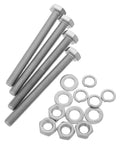 Beefy Heavy Duty Stainless Steel Hex Bolts Nut And Bolt Kit M10x10mm Fully Threaded Hex Cap Screws With Flat And Lock Washers For DIY And Outdoor Use With Vibration Protection Four Sets Included, bolts and washers laid out