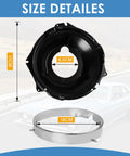 28 Piece Headlamp Retaining Ring And Mounting Bucket Kit With Stainless Steel Sealed Beam Rings And Hardware Size Details