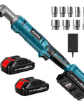 Heavy Duty Cordless Ratchet Wrench Kit With 133 Ft-Lbs Torque, 21V Power, 2250 RPM, Right Angle Drive, 3/8 Inch Drive, visible components