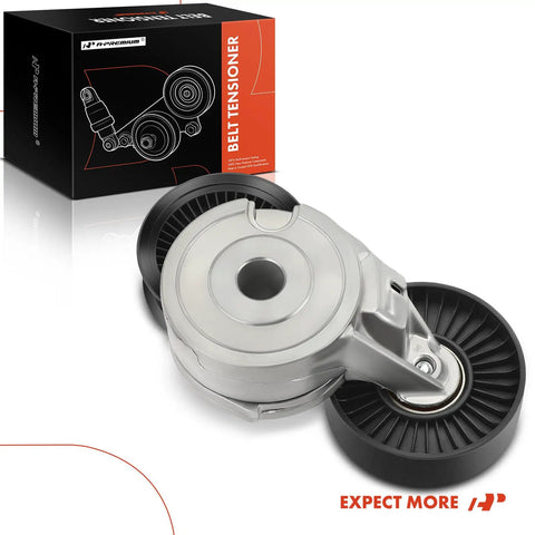 Beefy Belt Tensioner Assembly With Pulley For Dodge Dakota Durango Ram 1500 Jeep Commander Grand Cherokee Mitsubishi Raider Chrysler Aspen Replacement 53030958AC Easy Install Durable Fit V6 V8 Engines displayed with packaging