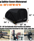 Beefy Waterproof Log Splitter Cover 1200D Oxford Cloth Weatherproof All Season Protector For 20 To 60 Ton Wood Splitters in black