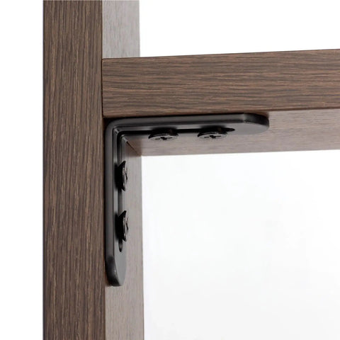 Heavy Duty Corner Braces 10 Pack Stainless Steel L Brackets joining a shelf to cabinet, 80mm black support for stability.