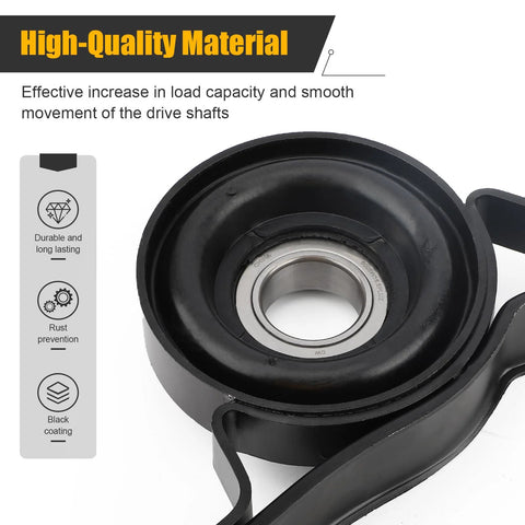Close-up of rear driveshaft center support bearing replacement for Dodge Charger, Challenger, Chrysler 300 with durable black coating