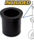 Pro Grade Front Axle Caster Pivot Rebuild Kit For Ariens Gravely Mowers With Flange Bushings, Heavy Duty Spacers, Thrust Washers, Washers, Lock Nut And Bolt Hardware Included. black flange bushing