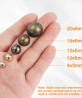 Straight Up Top Shelf 1/2 Dome Spike Studs With Screw Back For Leather Jacket Craft Bag Making Heavy Duty Metal Rivets Hella Durable In Classic Silver Finish displayed in hand showing size variations.