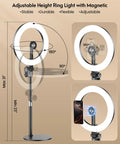 10.5 Inch Ring Light Desk Kit With Magnetic Phone Holder, 30 Bangin Lighting Modes, Adjustable Height And Tilt For Video Calls