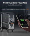 Heavy Duty 12000W Home Backup Power Station 10.65kWh LiFePO4 Battery with smartphone control feature in modern home.
