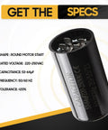 Universal Fit 53 64 uF Motor Start Capacitor 220 250V AC 50 60 Hz Round CD60 with specs details