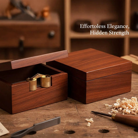 Gold Finish Hidden Barrel Hinge For Woodworking And Cabinets 180 Degree Pivot Inside Mount No Visible Exterior Plate