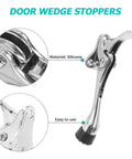 Heavy Duty Zinc Alloy Kickdown Door Stopper With Rubber Tip And Floor Grip Adjustable Drop Door Holder For No Slam Propping Open Doors In Silver Finish