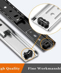 Close-up of Six Pack 20 Inch Drawer Rails With Ball Bearing Beefy Heavy Duty Drawer Slides Side Mount Screws Included Black Finish Durable Steel Glide