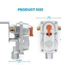 Stanbroil 2-stage auto changeover propane regulator for RVs, front and side views, orange lever, brass fittings