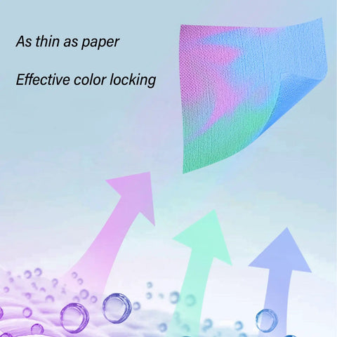 100 Count Dye Grabber Laundry Tablets With Color Catcher Power sheet, thin and effective color locking, against gradient arrows
