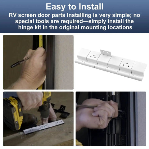 Heavy Duty Beefed Up RV Door Friction Hinges Compatible With Lippert Entry Doors For 5th Wheel Travel Trailers And Motorhomes Road Ready Camper Replacement Hardware With Slick Smooth Swap All Weather Tough installation steps with tools.