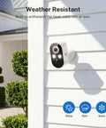 Wireless Outdoor Security Camera 1080P With Battery Power mounted on white siding, showing weather-resistant design.