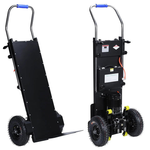 Heavy Duty Electric Stair Climbing Cart With 1500W Motor Handles Up To 880lbs, black, ergonomic design for easy hauling.