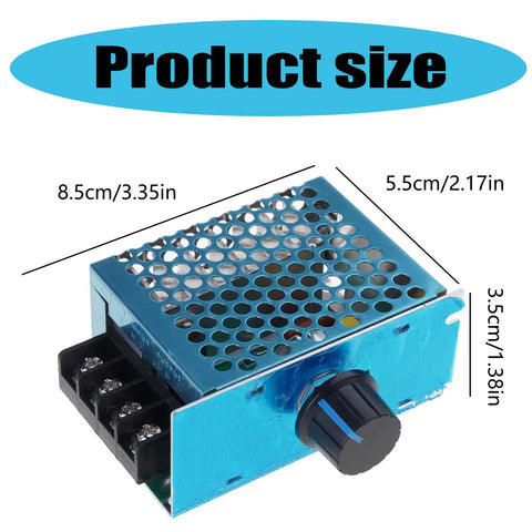Rock Solid 4000W Voltage Stabilizer And Regulator For Home Workshop, compact blue metal unit, 8.5 x 5.5 x 3.5 cm