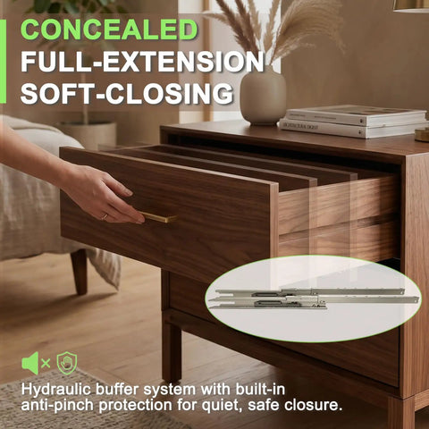 Undermount Soft Close Drawer Slides, 12 Inch Full Extension, 1 Pair, Built To Last Heavy Duty 70 Lb Load, Fits Five Eighths Inch Side Panels, Ideal For Custom Cabinets And Kitchen Drawers on wood drawer