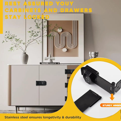 Badass Password Combo Rotary Hasp Locks 2 Pack Heavy Duty Black Numeric Security Slide Latch for cabinets and drawers.