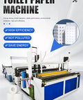 Heavy Duty Automatic Tissue Paper Machine For Commercial Toilet Paper Manufacturing Custom Rewind Emboss And Precision Cutting Gear with paper rolls.