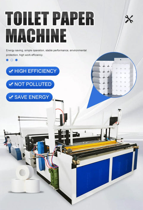 Heavy Duty Automatic Tissue Paper Machine For Commercial Toilet Paper Manufacturing Custom Rewind Emboss And Precision Cutting Gear with paper rolls.