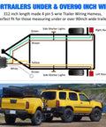Diagram of 26 Foot 4 Pin 5 Wire Trailer Wiring Harness Kit for boat trailers with 5 wire flat connector shown on towing vehicles