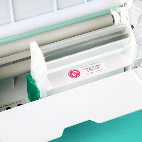 Big League Permanent Adhesive Refill Cartridge For 5 X 18 Foot Creative Station and Studio Lite in machine, ready for crafts.