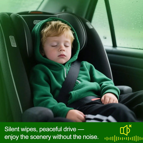 Premium All Season Windshield Wiper Blades 22x22 Inches Direct Hook Beam, displayed in a car with a child inside.