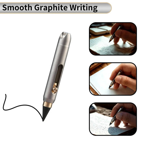 Ultra Durable Titanium Pocket Pencil With Retractable Tip, Keychain Case And No Sharpening Everlasting Graphite for writing