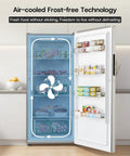 Top Shelf 14 Cubic Foot Upright Freezer With Convertible Fridge Design, showing frost-free interior and air-cooled technology.