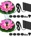 Two Pack Solar Water Fountain Pumps With Water Lily Sprout Nozzles For Bird Bath Pond Backyard Decor with 6 nozzles and solar panels