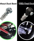 Beefed-Up Heavy Duty Five Eighth Inch Heim Joint Boots With High Temp Silicone Covers And Dust Seals For Off Road Suspension Systems, Rugged Rod End Protection Against Dirt Mud Sand, Heat Resistant And Anti Hardening, Four Pack on heim joint, with and without dust boot