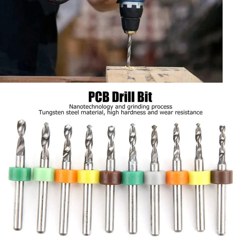 Miniature Micro Twist Drill Bit Set In Tungsten Steel For PCB Repair, Straight Handle Bits 2.1mm To 3.0mm displayed in a row