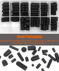 Garage-Ready Rubber Vacuum Cap Kit, 177-Piece 12-Size Assortment in clear plastic case, various cap sizes