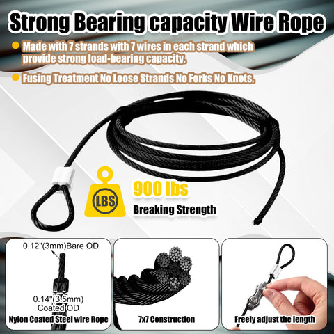 Nylon-coated steel wire rope details from Shade Sail Hardware Kit 304 Stainless Steel All In One Installation Set