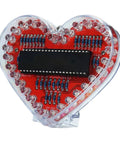 Heart Shaped LED Light Soldering Practice Kit For Beginners And Hobbyists Hands On DIY Friendly Educational Electronics Project Set With Pre Space Solder Boards And Color Changing Effects Great Holiday Gift showing red circuit with RGB LEDs