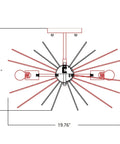 Diagram of Golden 20 Inch Sputnik Flush Mount Light With Four E12 Sockets Starburst Ceiling Fixture Brass Spike Design