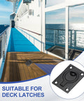 Flush Pull Ring Handle 2-1/2 To 1-3/4 Inch Square Recessed Door Pull Marine Grade 316 Stainless Steel Black Finish on boat deck