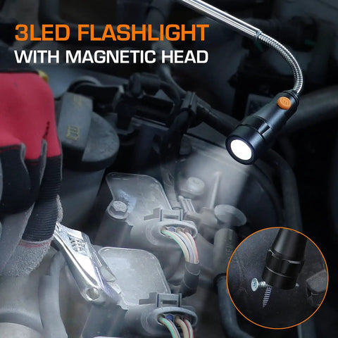 2 Piece Magnetic Pickup Tool Set With Telescoping Extendable Magnet, 360 Degree Swivel Head And LED Light, The Handy Garage Accessory Gift For Dads Moms Husbands Mechanics Or Anyone Who Drops Tiny Parts